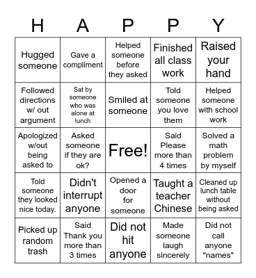 I Choose to Be Kind Bingo Card
