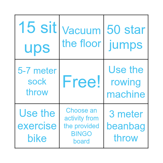 Elliott’s P.E. BINGO Card