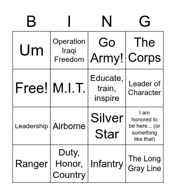 Nininger Award Dinner Bingo Card