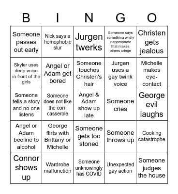Sean's Party Bingo Card