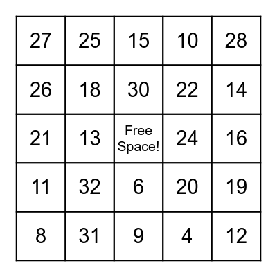 Factor BINGO Card