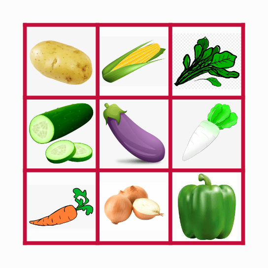 Vegetables Bingo! Bingo Card