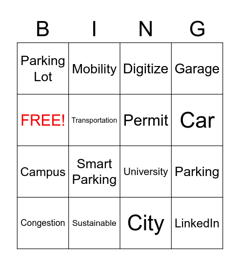 Spot Parking Bingo Card