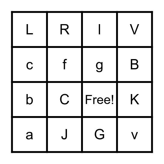 Alphabet Bingo Card