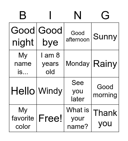 Untitled Bingo Card