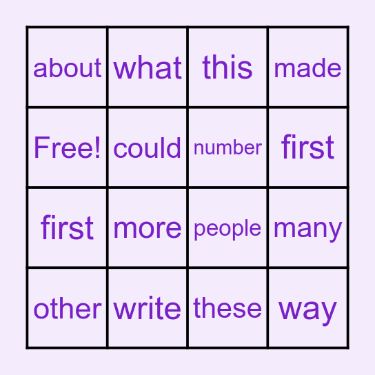 Channelle's Bingo Card