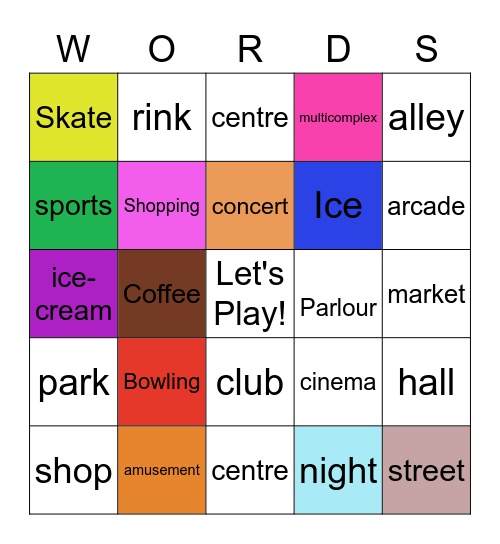 Color Code : Leisure Activities Bingo Card
