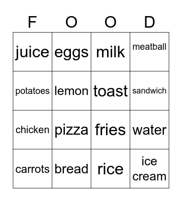 Unit Vocabulary Bingo Card