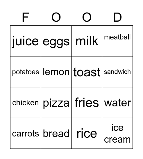 Unit Vocabulary Bingo Card