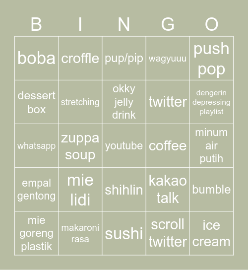 krys’ Bingo Card