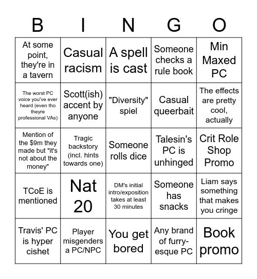 campaign 3 (derogatory) Bingo Card