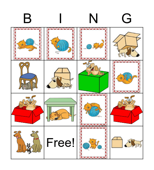 Les prépositions de lieu Bingo Card