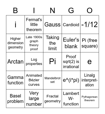 Every Math video ever Bingo Card