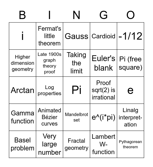 Every Math video ever Bingo Card