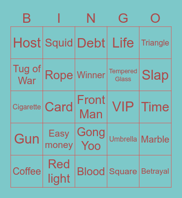 #FASquidGamesAndChill2021 Bingo Card