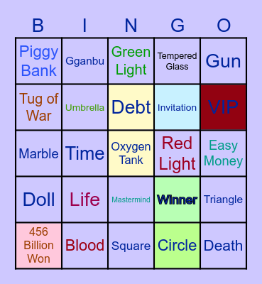 #FASquidGamesAndChill2021 Bingo Card