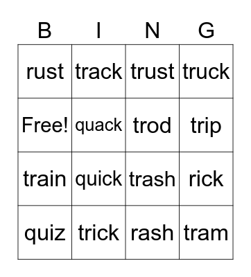 lesson 43 Bingo Card