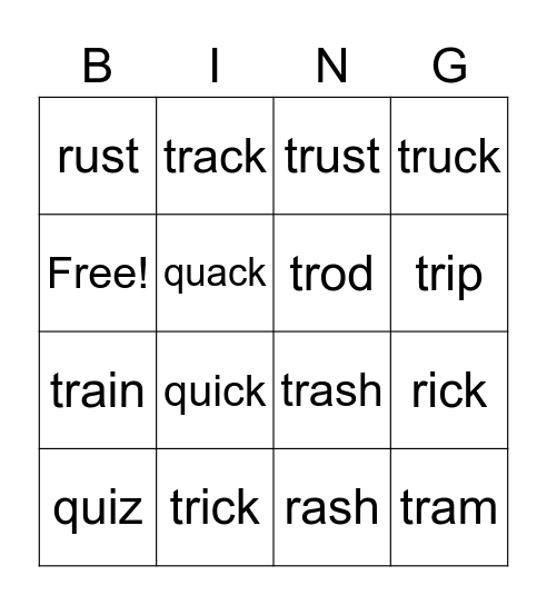 lesson 43 Bingo Card