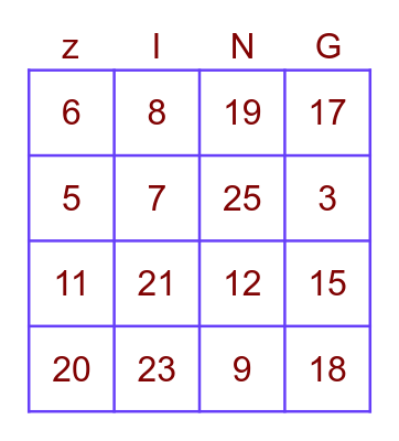 Meezing Muziek Bingo 90 Bingo Card