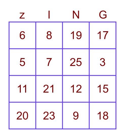 Meezing Muziek Bingo 90 Bingo Card