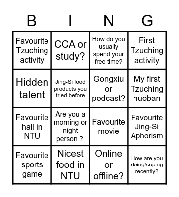 认识你真好~ Bingo Card