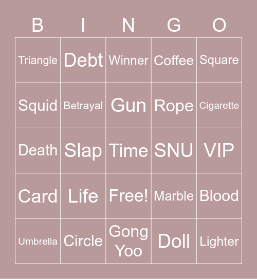 #FASquidGamesAndChill2021 Bingo Card