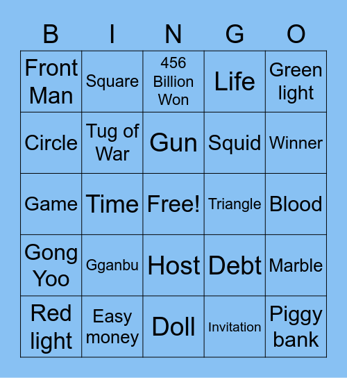 #FASquidGamesAndChill Bingo Card