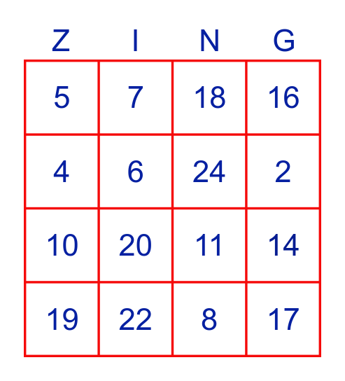 Meezing Muziek Bingo 91 Bingo Card