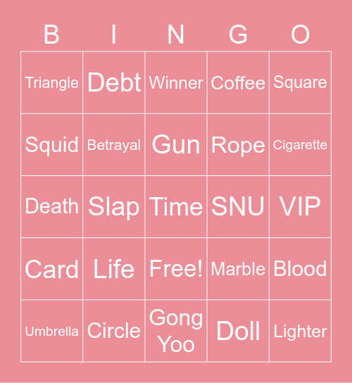#FASquidGamesAndChill2021 Bingo Card