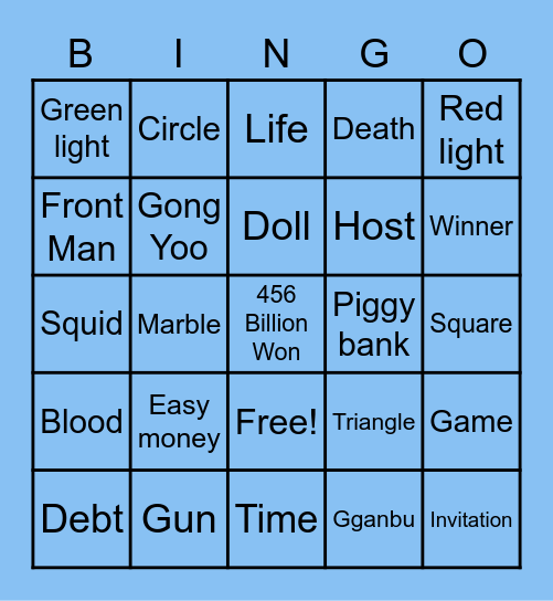 #FASquidGamesAndChill2021 Bingo Card