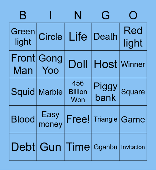 #FASquidGamesAndChill2021 Bingo Card