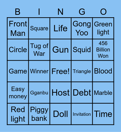 #FASquidGamesAndChill2021 Bingo Card