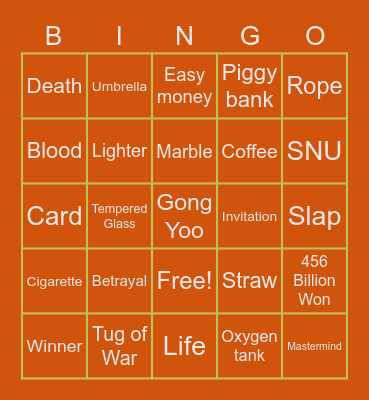 #FASquidGamesAndChill2021 Bingo Card