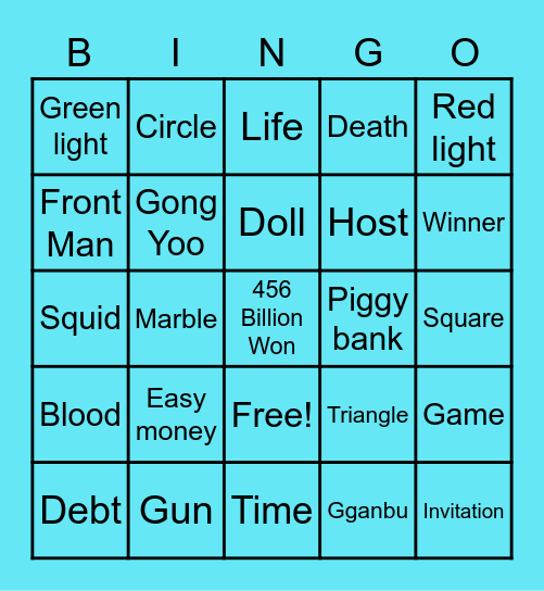 #FASquidGamesAndChill2021 Bingo Card