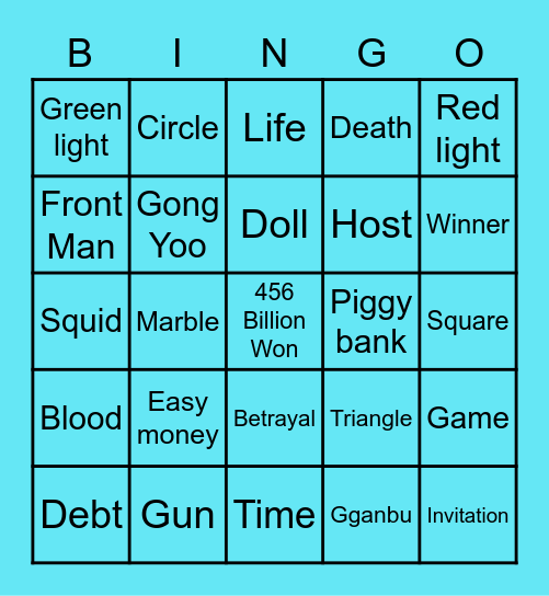 #FASquidGamesAndChill2021 Bingo Card
