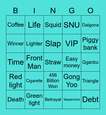 #FA SquidGamesandChill2021 Bingo Card