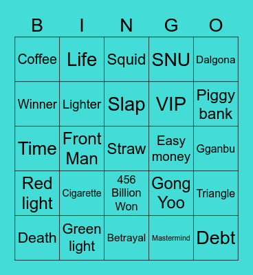 #FASquidGamesandChill2021 Bingo Card