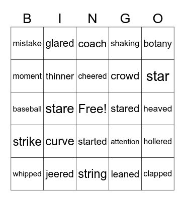 Corrective Reading Bingo Card