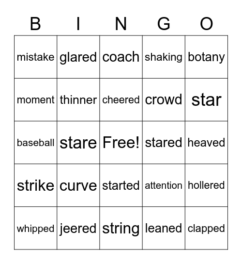 Corrective Reading Bingo Card