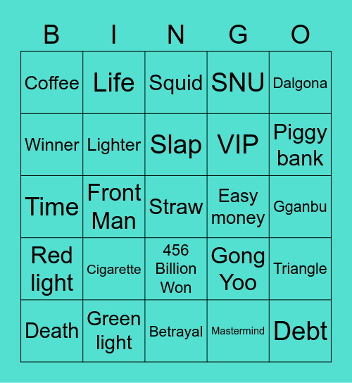 #FASquidGamesAndChill2021 Bingo Card