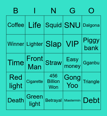 #FASquidGamesAndChill2021 Bingo Card