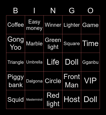 #FASquidGamesAndChill2021 Untitled Bingo Card