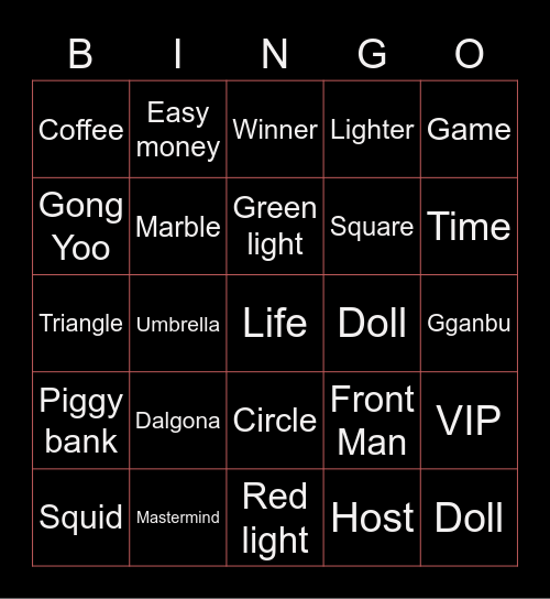 #FASquidGamesAndChill2021 Untitled Bingo Card