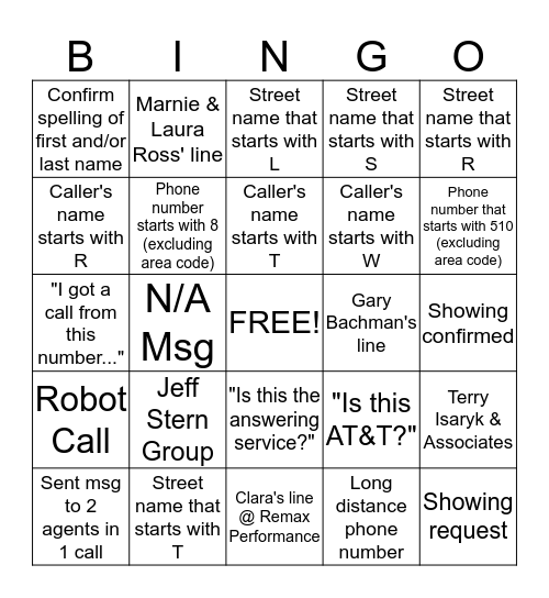 Untitled Bingo Card