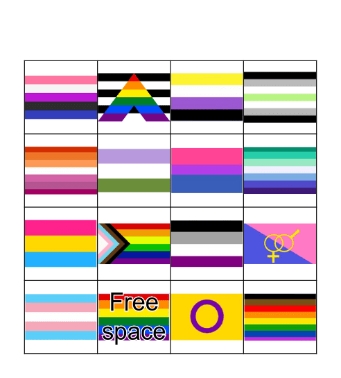 Pride Flag Bingo Card