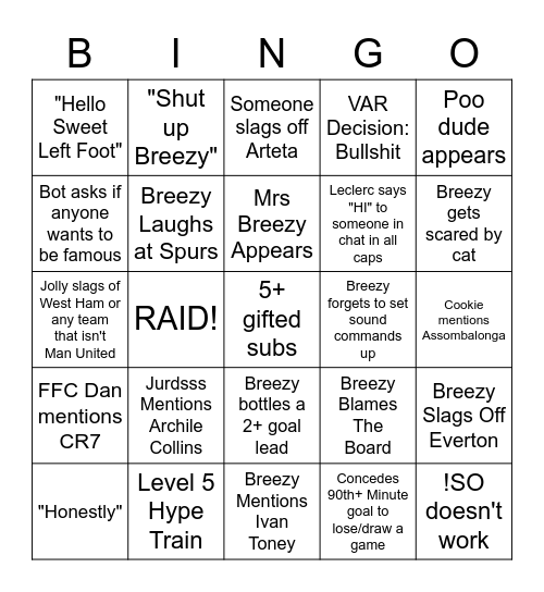 Breezy Bingo Card