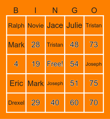Mobingo and Friends Bingo Card
