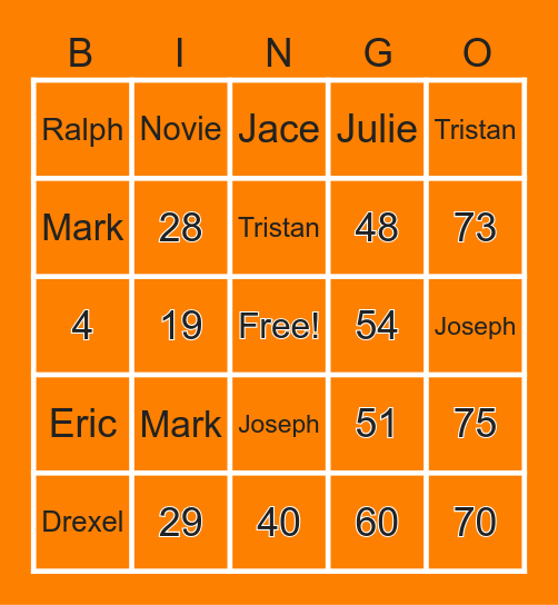 Mobingo and Friends Bingo Card