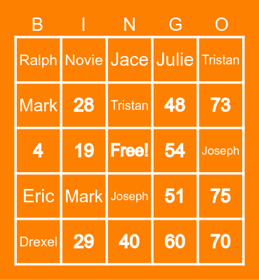 Mobingo and Friends Bingo Card