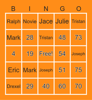 Mobingo and Friends Bingo Card